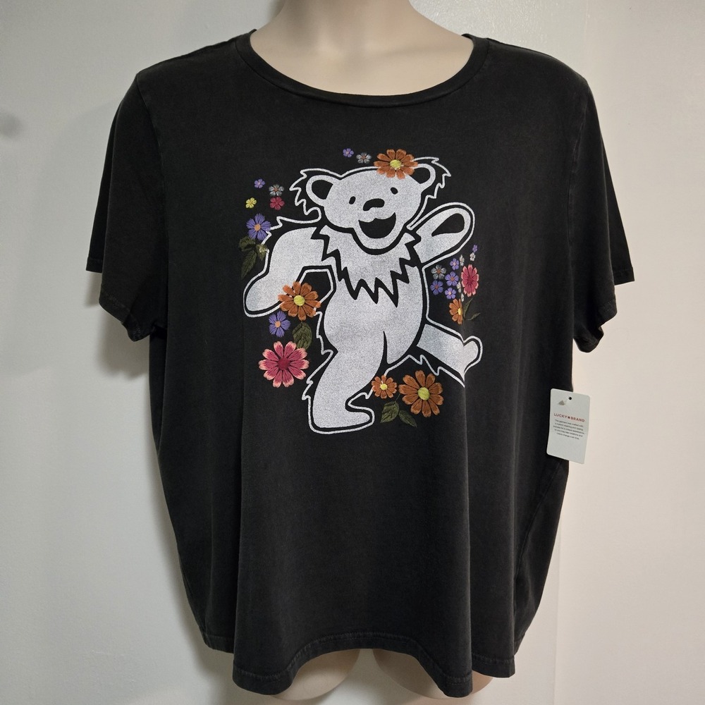 Lucky Brand Plus Size XXL Grateful Dead Soft Gray T Shirt Bear Band Tee NEW